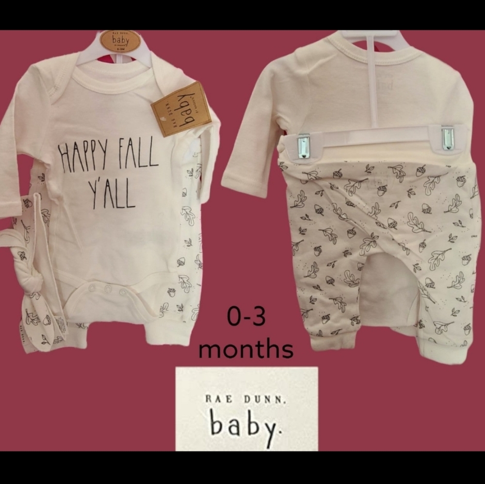 Rae Dunn Baby Hello Fall 3pc Outfit NWT